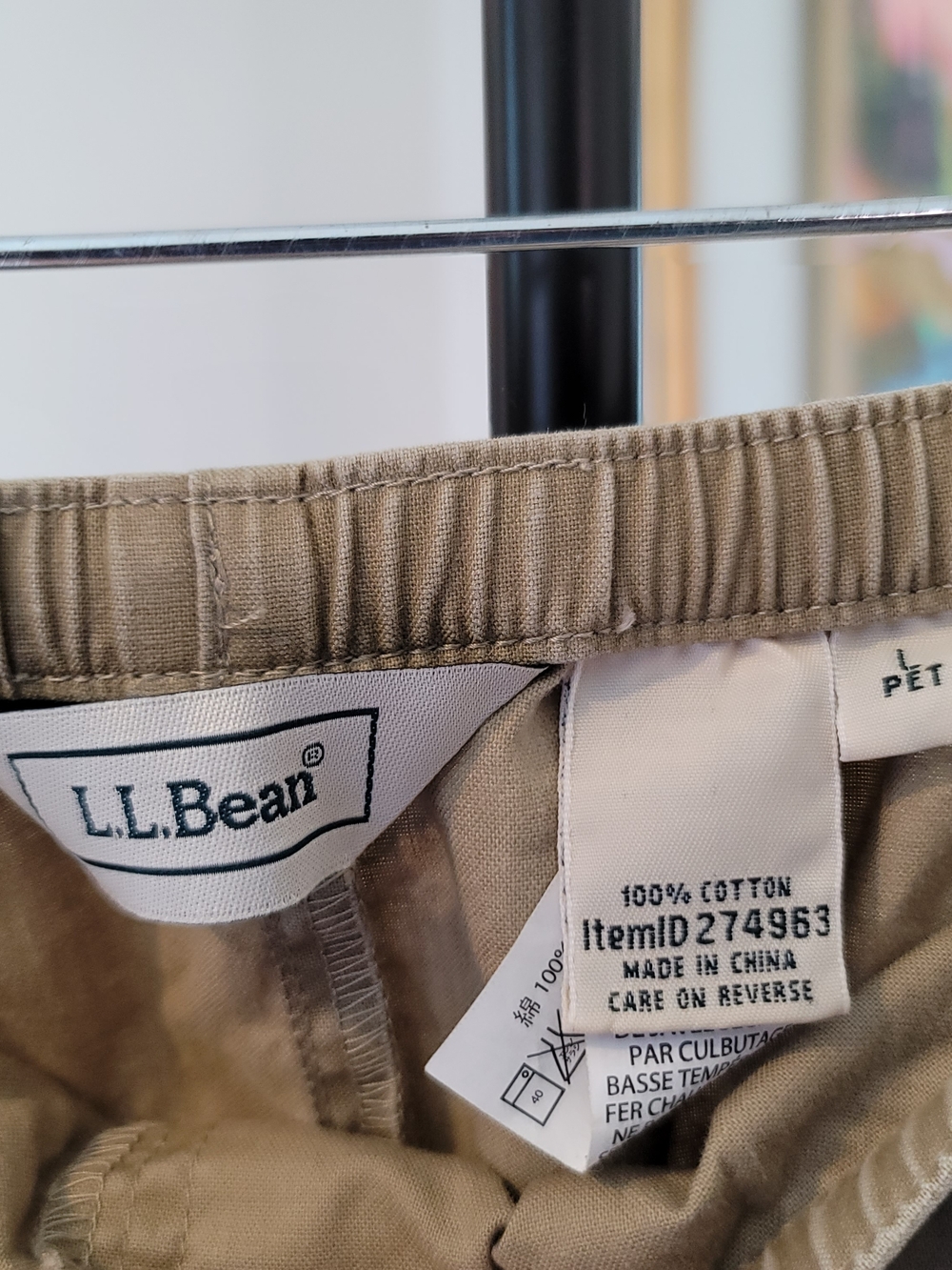 LL BEAN Drawstring Waist Skirt Tan 100% Cotton Women's Size LP - Picture 3 of 9